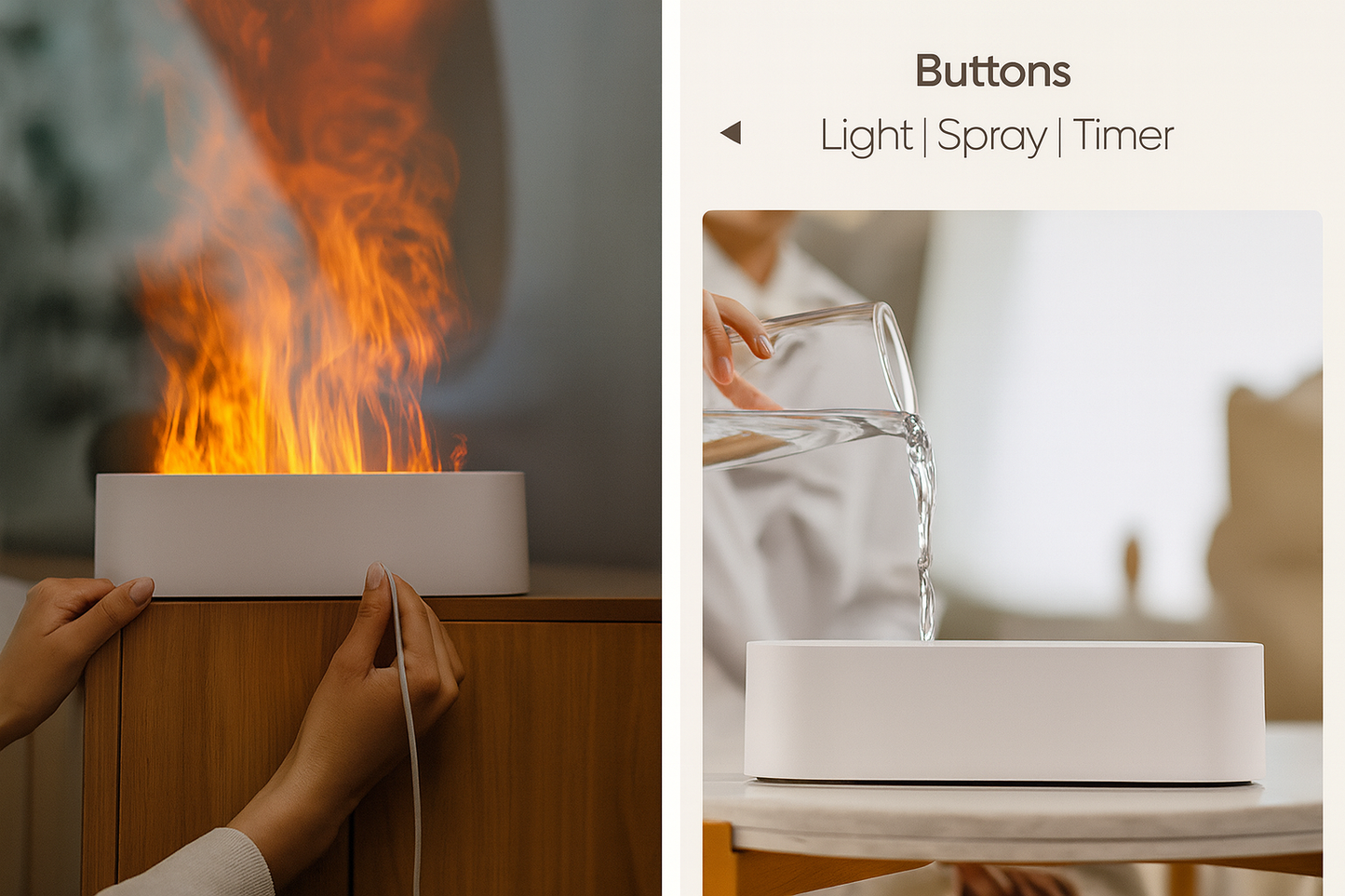 Humidificateur à effet de feu